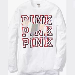 VS PINK BLING HOLIDAY PLAID LS CAMPUS CREW